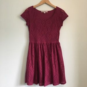 Lauren Conrad Fuchsia Pink Floral Lace Dress Small